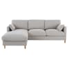 Canapé d'angle gauche convertible 5 places gris clair, matelas 10 cm